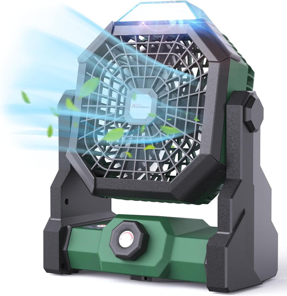 Camping Fan Rechargeable, 10400Mah Portable Fan with LED Lantern, USB Battery Operated Tent Fan for Camping with Hook, 270° Rotation Personal Fan for Outdoor Picnic BBQ Travel