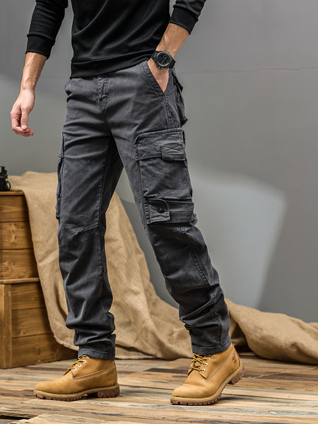 Men's Casual Cargo Pants, Multi-pocket, All-season American Street Style Loose Straight-leg Pants,  Blend, Machine Washable, Suitable for Casual Wear, Practical Workwear, Leisure Cargo Design, for Daily Outings and Travel
