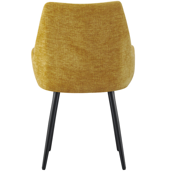 MOF Set of 4 Dining Chairs with Armrests - Mid-Century Upholstered Dining Chairs with Soft Cushioned Seat & Black Metal Legs for Dining Room, Living Room, Kitchen or Vanity Chair