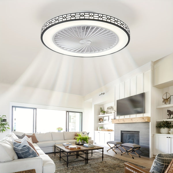 49cm Ceiling Fan with Light And Remote Control, Dimmable 3 Color Changing LED (3000K-6000K) Ceiling Fans with Lights, 6-Speed Ultra-Quiet Reversible DC Motor Ceiling Fan, Modern Fan Light for Bedroom, Living Room, Kitchen