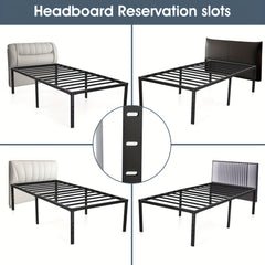 Black Single/Double/King Size Metal Platform Bed Frame With Stable Metal Support And Underbed Storage, 35.56cm Height Mattress Foundation, No Box Spring Needed, Easy Assembly