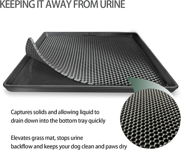 Goldouya Pet Potty Grass Mat with Tray, Complete Potty System for Indoor/Outdoor Puppy Training, Reusable Pet Litter Box Training Pads