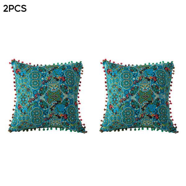 18x18 Inch Reversible Turkish Pattern Pillows (Set of 2 with Inserts) - Romantic Turkey Boho Floral Double Sided Design, Premium Polyester Cover & Fill, Decorative Accent Pillows for Sofa, Chair, Bedroom