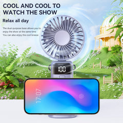 4-in-1 Foldable Mini Handheld Fan with LED Digital Display, Neck Lanyard & Aromatherapy – USB Rechargeable Portable Cooling Fan for Office, Travel, Outdoor & Daily Use – Lightweight, Quiet, 5-Speed Adjustable, Long Battery Life