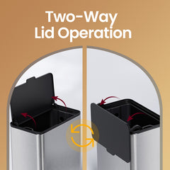 2.1-Gallon, 8 L Hanging Kitchen Trash Can with Lid, Cupboard Door Hanging or Wall-Mounted, Silver