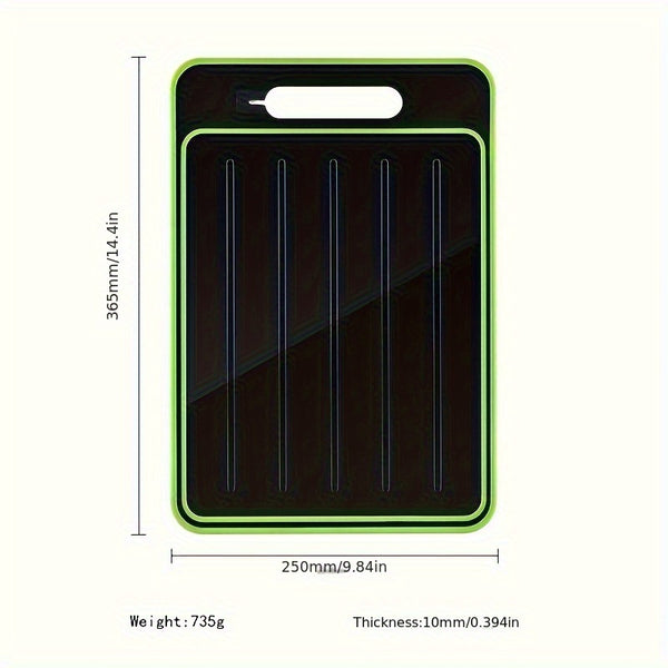 1pc Heavy-Duty Plastic Cutting Board with Non-Slip Surface & Hanging Hole - Space-Saving Kitchen Prep Station, Easy-Clean Black Chopping Board with Measurement Markings & Rounded Edges, Durable Multipurpose Food-Safe Plastic Board for Meat, Vegetables, Fr