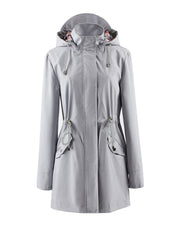 Drawstring Waist Hooded Zip Up Coat, Casual Long Sleeve Coat for Fall & Winter, Women's Clothing