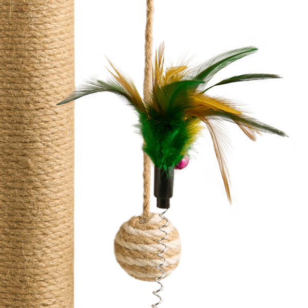 Solid Wood Cat Scratch Pole Cat Turntable, Cat Spring Teasing Stick, Cat Scratch Board, Durable and Wear-resistant Cat Toys, Sisal Cat Climbing Frame, Bell Ball, Oval Mushroom Turntable