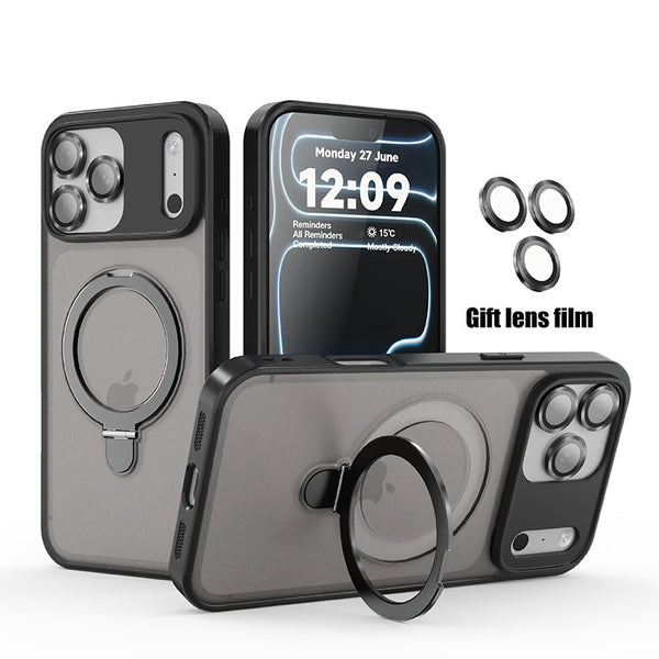 Phone Case - Matte Magnetic Stand Luxury Phone Case for Iphone 17, 16, 15 Pro Max Plus, Featuring a Large Ring Holder And Protective Cover