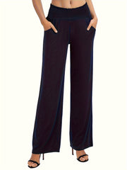 Tooluck Ladies' casual elastic waist straight trousers
