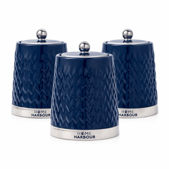 3Pcs Modern Ceramic Kitchen Canisters Set with Airtight Lids | Tea Coffee Sugar Storage Jars | Gloss Finish Countertop Containers for Home Organisation
