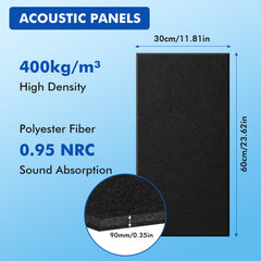 16pcs Soundproof Acoustic Panels | 60x30cm Decorative Absorption Plates Suitable for Music Studio Aesthetic Treatment and Reducing Reverberation and Noise in Home and Office