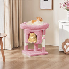 Costoffs 59cm Height Cat Tree, 2-Level Cat Tower Furniture, Climbing Frame with Condo/Plush Perch/Scratch Posts, Cat Climbing Tower for Cats Kittens Pets, Small to Medium-sized Cats, Dark Gray/Light Gray/Black/Pink
