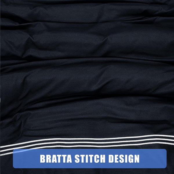 My Home Store Polycotton Bratta Duvet Cover Set - Our 3pc Soft stitch Embroidered button closure Quilt cover with matching Embroidered envelop closure Pillowcases | Breathable & Lightweight Duvet cover set