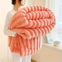 1pc Thickened Blanket Soft And Comfortable Faux Rabbit Hair Reversible Blanket Thermal Fleece Blanket Nap Blanket Air Conditioning Blanket Office Outdoor Camping Gift Blanket Perfect For All Seasons