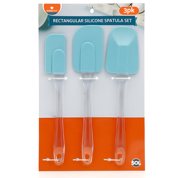 EveryChef Elite 3 Pack Rectangular Silicone Spatula Set | Heat Resistant Non Stick Kitchen Utensils | Flexible Baking & Cooking Spatulas | Durable, Dishwasher Safe Mixing Tools for Everyday Use