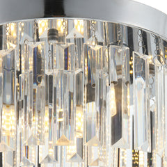Modern Crystal Ceiling Lamp, Hanging Chandelier with Chrome Plated Iron Chassis, 4×G9 Bulbs, 30×30×14cm for Living Room, Bedroom, Dining Room & Corridor.