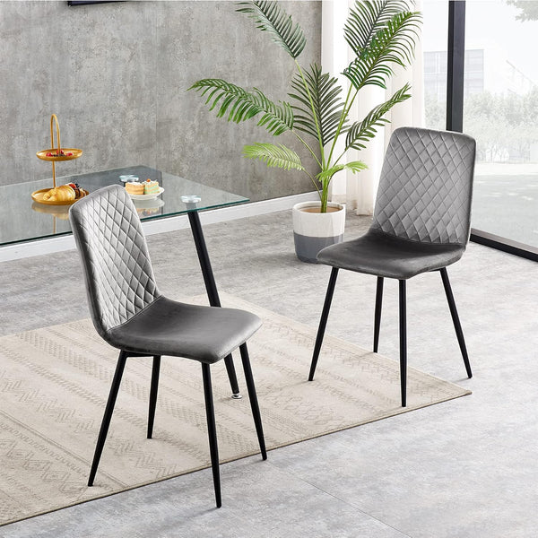 mcc direct Set of 2 Designer Velvet Chairs Fabric Dining Chairs with Metal Legs-Lexi Chairs