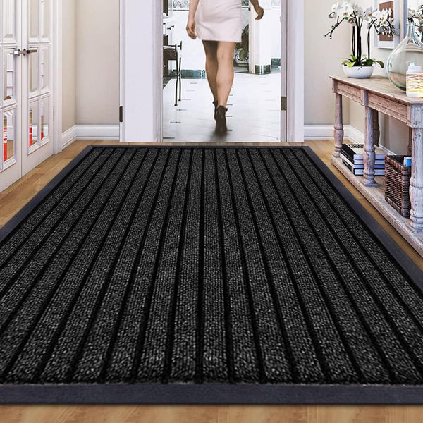 1pc Indoor/Outdoor Rug – 7 Stripe Polypropylene Woven Design with PVC Rubber Back – Heavy-Duty, Waterproof, Non-Slip Dirt-Grabber – Ideal for Entrance, Hallway, Kitchen, Living Room & High-Traffic Areas