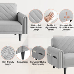 Costoffs Contemporary Sofa Bed Convertible Sofa Futon Couch Fabric 3-Seater Sofa Bed for Small Space/Apartments/Guest Rooms/Studios, Beige/Light Grey