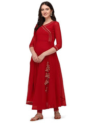 Estationeryhouse Women's Georgette Anarkali Kurta Kurti with Dupatta (Bottoms not Included)