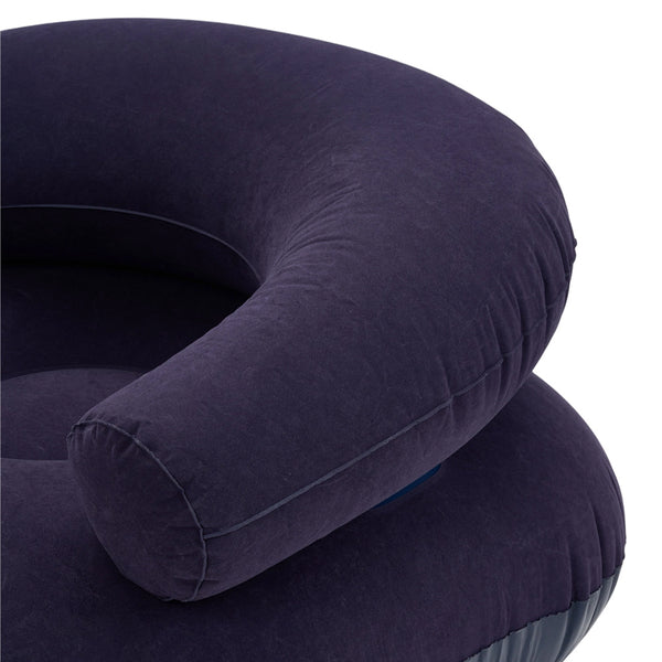 73*73*52cm U-shaped Outdoor Leisure Inflatable Sofas, Portable Inflatable Mattresses for Home Use, with Backrest, Foot Pump Included, Durable and Wear-resistant, Suitable for Home, Camping, Beach and Travel Use Green/Purple