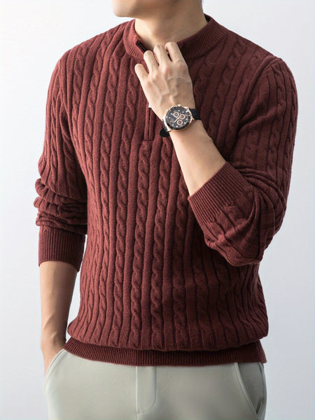 Christmas Gift for Men, New Twist Zipper Collar Pullover Sweater, Autumn And Winter Style, with Velvet, Thickened, Warm And Cold-Resistant, Can Be Worn Inside Or Outside, Casual And Versatile Essential, Knit
