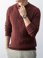 Christmas Gift for Men, New Twist Zipper Collar Pullover Sweater, Autumn And Winter Style, with Velvet, Thickened, Warm And Cold-Resistant, Can Be Worn Inside Or Outside, Casual And Versatile Essential, Knit