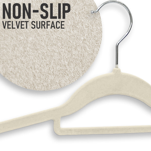 Velvet Hangers 30 Pack - Non-Slip Clothes Hangers with Tie Bar & 360° Hook - Durable & Sturdy, Space-Saving Wardrobe Organisers for Suits, Jackets & Clothes