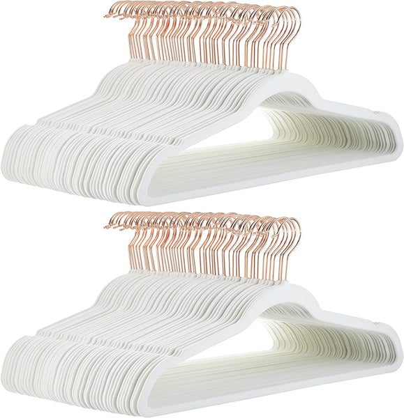 Amazon Basics Slim Velvet Non-Slip Suit Hangers - 30-Pack, Black/Silver