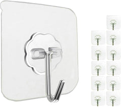 Jiaweixiang 24 Pack Heavy Duty Self Adhesive Hooks - 33Lb Max, Transparent, Waterproof, Sticky Wall Hooks for Keys, Bathroom, Shower, Outdoor, Kitchen, Door, Home Improvement, Utility