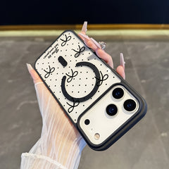 Polka Dot Bow Phone Case, Support Wireless Charging Anti-Drop Light Beige-Feeling Magnetic Case, Suitable for Iphone17Promax/17Air/16/15/14Plus/13/12/11 for samsung for galaxy A56/A55/A54/A36/A35/A26/A25/A16/A15/A06/S25Ultra/S24Fe/S23Plus/S22.