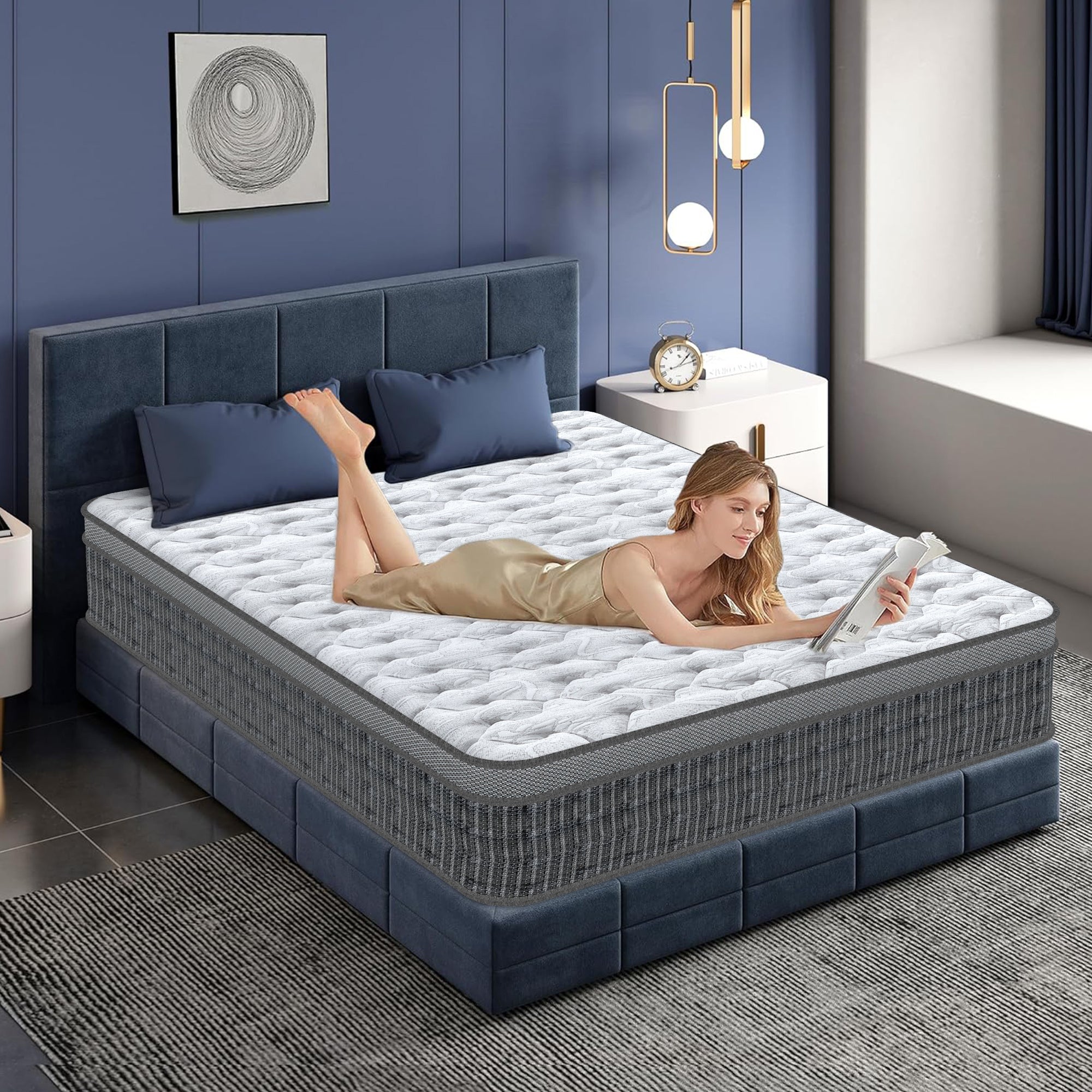 King Size Mattress (150x200x28cm/135x190x28cm) 2000+ Pocket Springs & Gel Memory Foam 7-Zone Ortho Support Reinforced Reduction Medium Firm Fits King Size Bedding 45cm Rolled Box (Christmas, Halloween Valentine's Day gifts), 200-Night Trial Christmas gift