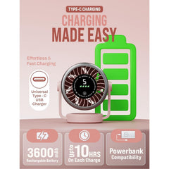 EPISENT Portable USB Desk Fan with Digital Display, Rechargeable Table Fan, 360° Adjustable Air Circulator, Touch Control, Wall Mount Design, 5 Speed Settings, Compact Fan for Home, Office & Travel