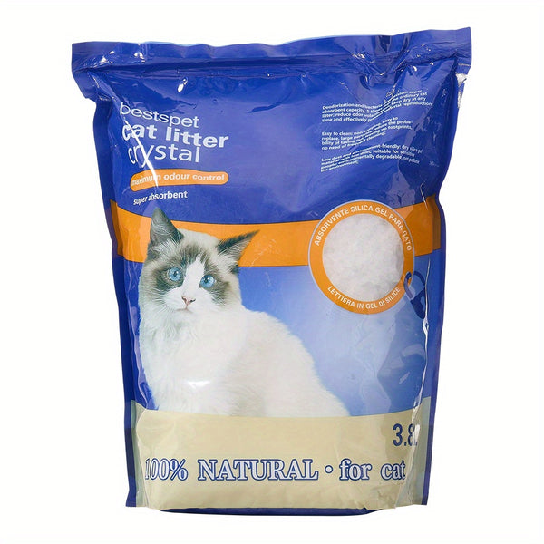 3.8L/ 5L/ 10L Silica Cat Litter Crystals Kitten Litter Ultra Absorbent 100%, Effective Odour Control, Dust-Free, Comfortable Biodegradable Hygiene Easy to Clean Cat Litter