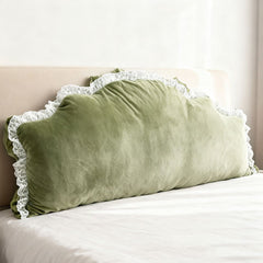 Nordic Princess-style Bedside Cushion Pillow | Soft Padded, Tatami Waist-support, Green/White, Polyester, 180*20*75cm, Zipper Closure, Hand Wash Only