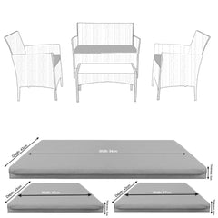 3pcs Rattan Chair Replacement Cushion Set Garden Sofa Seat Pad Set for Outdoor Patio Furniture Comfortable Durable And Easy Care