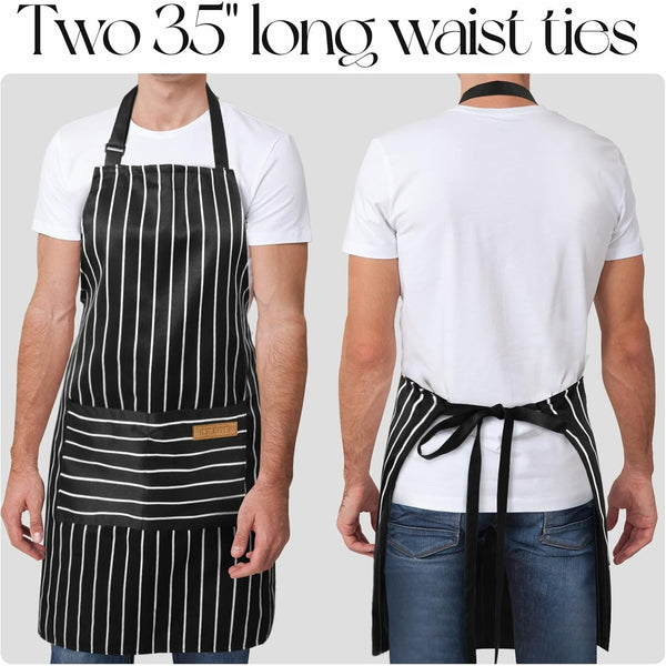 2PC Classic Design Striped Apron, Unisex Simple Criss Cross Apron For Kitchen Home Restaurant Coffee Shop Barbecue, Men's Workwear And Protective Clothing