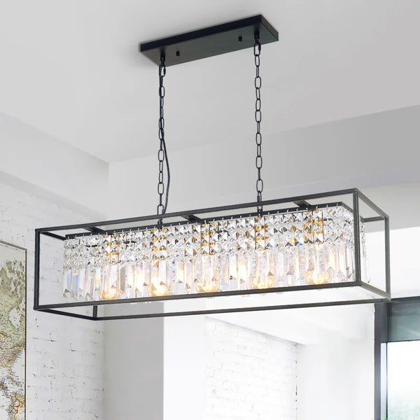 Fircrest 5-Light Island Rectangle Crystal Chandelier
