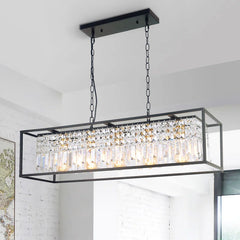 Fircrest 5-Light Island Rectangle Crystal Chandelier