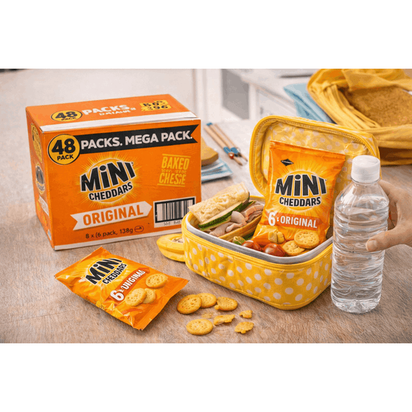Jacob'S Mini Cheddar'S Original, with Real Cheese Snack Biscuits Crackers 8 x 6 Pack of 138g Each