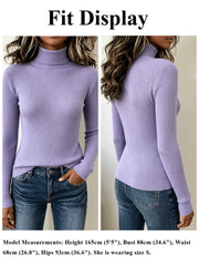 3PACKS Women Slim Fit Turtleneck Long Sleeve Top Basic Solid Color Fitted Pullover Daily Casual Fashion Outfits