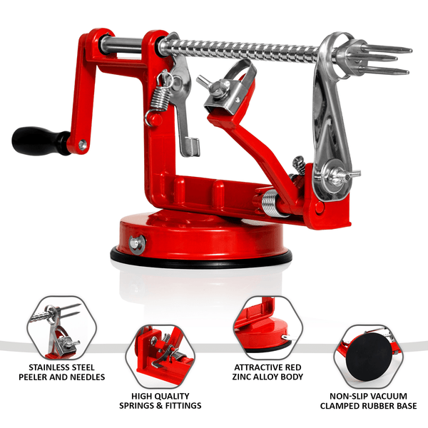 3-in-1 Apple Peeler Slicer Corer Machine Kitchen Potato and Vegetable Machine - Red
