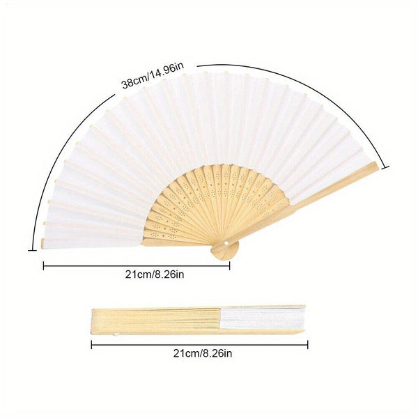 10pcs White Paper Bamboo Folding Fan Handheld Folded Fan for Wedding Party Decoration Calligraphy Painting Practice Blank White Folding Fan, Creative Blank Printing Advertising Gifts