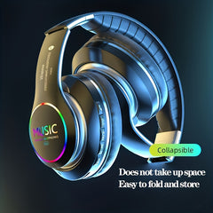 Upgraded Wireless Headphones with Deep Bass, Built-in Mic, Lightweight Foldable Design, 3.5mm Audio Jack, Stereo Sound for Travel, Work, Laptops, and Mobile Devices - iOS Gaming Headset, Ideal Christmas Gift, Headphone Hearing Experience