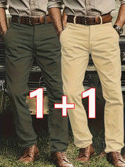 [Tongtongbang Selection OBM] 2pcs Set of Stretch Men'S Chino Pants, Light Business Semi-Formal Casual Straight Trousers