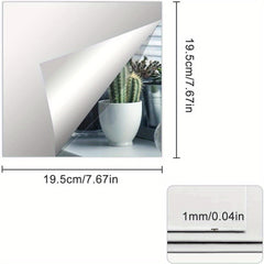 4 Pack Self Adhesive Mirror Tiles Thick Acrylic 20x20cm Mirror Stickers Self Adhesive Mirror Adhesive Mirror Tiles for Home Decoration