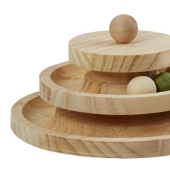 Interactive Solid Wood Cat Scratching Post, Cat Turntable, Cat Teasing Stick, Cat Scratching Board, Durable Cat Toy, Sisal Cat Climbing Frame, Elliptical Turntable