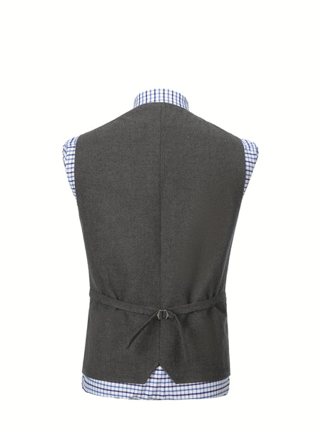 Men'S Vest Wool Blend Herringbone Vintage Men'S Fashion Vest, Groom Best Man Formal Wedding Party Casual Vest