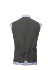 Men'S Vest Wool Blend Herringbone Vintage Men'S Fashion Vest, Groom Best Man Formal Wedding Party Casual Vest
